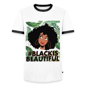 Le noir est beau - T-shirt contrasté Homme - blanc/noir - Devant - AI Model Female 172 light (172cm) & AI Model Male 178 dark (178cm)