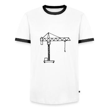 Construction crane construction site - Men's Ringer Shirt - white/black - Front - AI Model Female 172 light (172cm) & AI Model Male 178 dark (178cm)