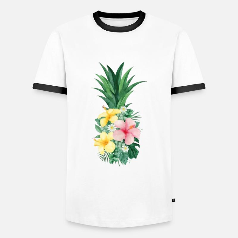 Pineapple - Männer Kontrast-T-Shirt - Weiß/Schwarz