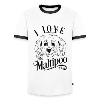 Ich Liebe Mein Maltipoo - Männer Kontrast-T-Shirt - Weiß/Schwarz - Vorne - AI Model Female 172 light (172cm) & AI Model Male 178 dark (178cm)