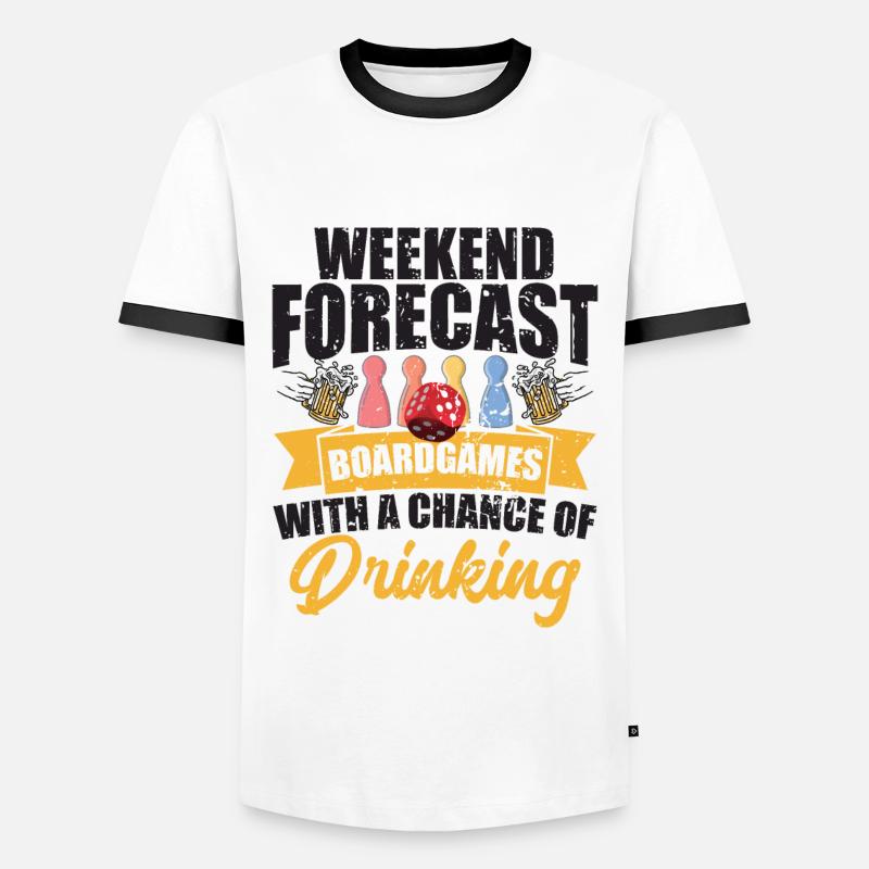 Wochenendprognose Brettspiele – Bier beim Spielen - Männer Kontrast-T-Shirt - Weiß/Schwarz