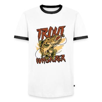 Trout whisperer – Trout fish for a Fisherman - Men's Ringer Shirt - white/black - Front - AI Model Female 172 light (172cm) & AI Model Male 178 dark (178cm)