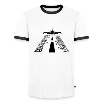 Alphabet phonétique Pilote Avion - Pilote d’aviation - T-shirt contrasté Homme - blanc/noir - Devant - AI Model Female 172 light (172cm) & AI Model Male 178 dark (178cm)