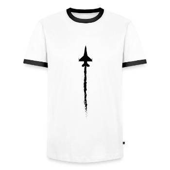 Airplane Present Pilot Airline Jet - Flugzeug - Männer Kontrast-T-Shirt - Weiß/Schwarz - Vorne - AI Model Female 172 light (172cm) & AI Model Male 178 dark (178cm)