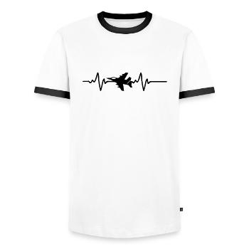 Jet Fighter Jet Silhouette Pilot Crew - Flying - Men's Ringer Shirt - white/black - Front - AI Model Female 172 light (172cm) & AI Model Male 178 dark (178cm)