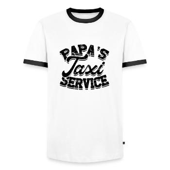 Service de taxi de Papa - Chauffeur de service de travailleur de taxi - T-shirt contrasté Homme - blanc/noir - Devant - AI Model Female 172 light (172cm) & AI Model Male 178 dark (178cm)