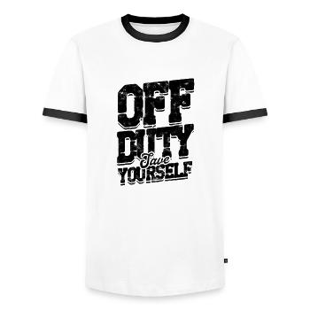 En dehors des heures de service, sauvez-vous - Équipe d’urgence de l’hôpital - T-shirt contrasté Homme - blanc/noir - Devant - AI Model Female 172 light (172cm) & AI Model Male 178 dark (178cm)
