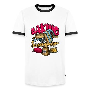 Baking Is My Superpower Funny Baker & Baking - - Men's Ringer Shirt - white/black - Front - AI Model Female 172 light (172cm) & AI Model Male 178 dark (178cm)