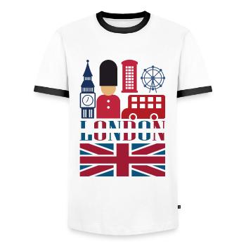 London - Männer Kontrast-T-Shirt - Weiß/Schwarz - Vorne - AI Model Female 172 light (172cm) & AI Model Male 178 dark (178cm)