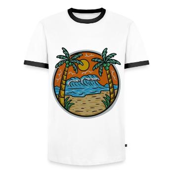Palmen - Männer Kontrast-T-Shirt - Weiß/Schwarz - Vorne - AI Model Female 172 light (172cm) & AI Model Male 178 dark (178cm)