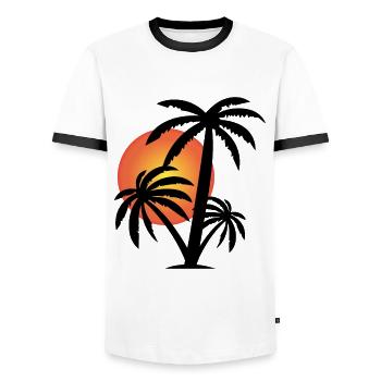 Palmen - Männer Kontrast-T-Shirt - Weiß/Schwarz - Vorne - AI Model Female 172 light (172cm) & AI Model Male 178 dark (178cm)