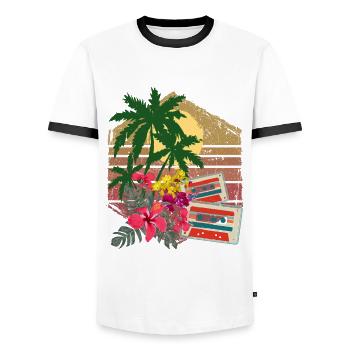 Palmen - Männer Kontrast-T-Shirt - Weiß/Schwarz - Vorne - AI Model Female 172 light (172cm) & AI Model Male 178 dark (178cm)