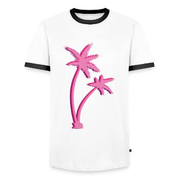 Palmen - Männer Kontrast-T-Shirt - Weiß/Schwarz - Vorne - AI Model Female 172 light (172cm) & AI Model Male 178 dark (178cm)