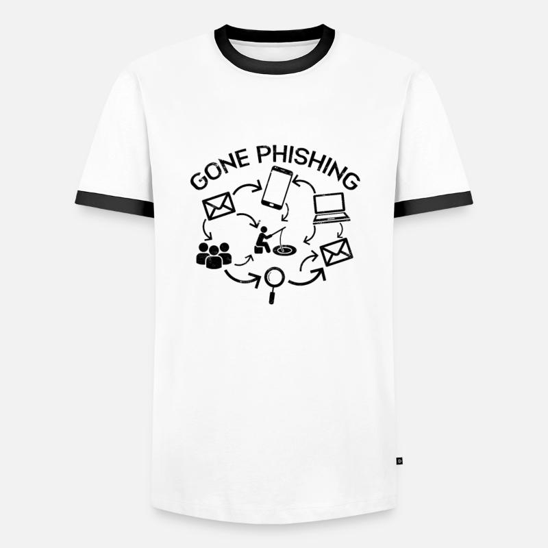 Gone Phishing Funny Computer Cybersecurity - - Men's Ringer Shirt - white/black