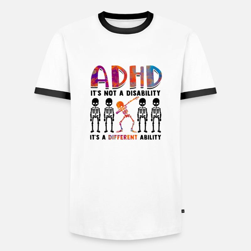 ADHD is not a disability it's a different - ADHD - Men's Ringer Shirt - white/black