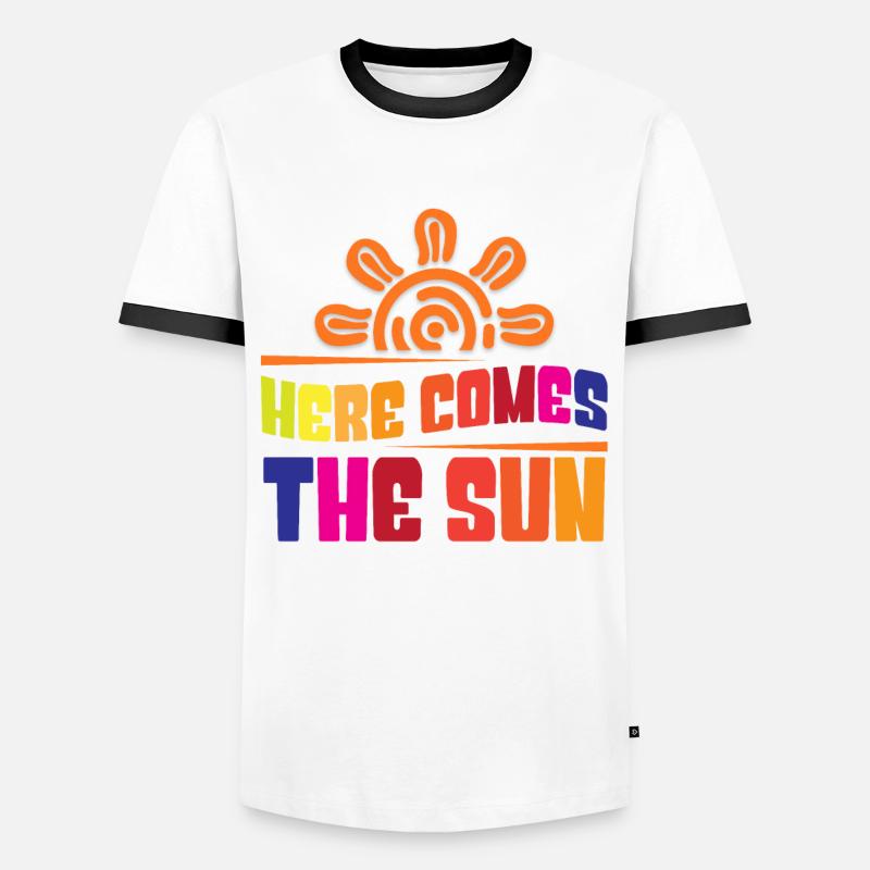 Here comes the sun - Männer Kontrast-T-Shirt - Weiß/Schwarz