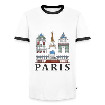 Paris - Männer Kontrast-T-Shirt - Weiß/Schwarz - Vorne - AI Model Female 172 light (172cm) & AI Model Male 178 dark (178cm)