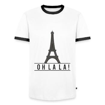 Paris - Männer Kontrast-T-Shirt - Weiß/Schwarz - Vorne - AI Model Female 172 light (172cm) & AI Model Male 178 dark (178cm)