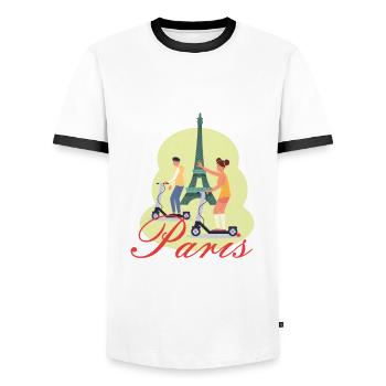 Paris - Männer Kontrast-T-Shirt - Weiß/Schwarz - Vorne - AI Model Female 172 light (172cm) & AI Model Male 178 dark (178cm)
