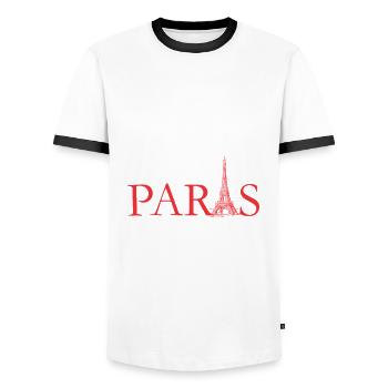 Paris - Männer Kontrast-T-Shirt - Weiß/Schwarz - Vorne - AI Model Female 172 light (172cm) & AI Model Male 178 dark (178cm)