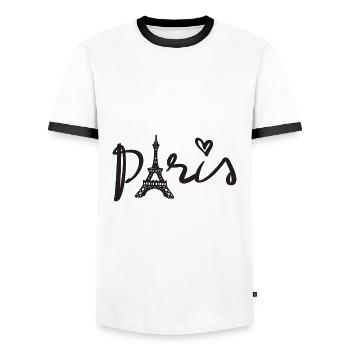 Paris - Männer Kontrast-T-Shirt - Weiß/Schwarz - Vorne - AI Model Female 172 light (172cm) & AI Model Male 178 dark (178cm)