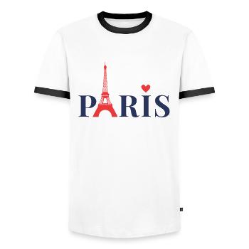 Paris - Männer Kontrast-T-Shirt - Weiß/Schwarz - Vorne - AI Model Female 172 light (172cm) & AI Model Male 178 dark (178cm)