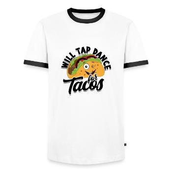 Will tap dance pour tacos - claquettes - T-shirt contrasté Homme - blanc/noir - Devant - AI Model Female 172 light (172cm) & AI Model Male 178 dark (178cm)