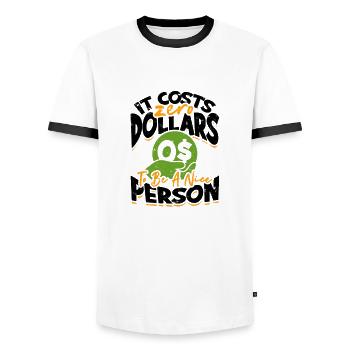 It Costs Zero Dollars To Be A Nice Person - - Men's Ringer Shirt - white/black - Front - AI Model Female 172 light (172cm) & AI Model Male 178 dark (178cm)