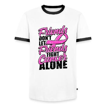 Les amis ne laissent pas leurs amis combattre le cancer seuls - - T-shirt contrasté Homme - blanc/noir - Devant - AI Model Female 172 light (172cm) & AI Model Male 178 dark (178cm)