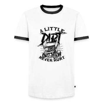 A little dirt never hurt - track racing - Men's Ringer Shirt - white/black - Front - AI Model Female 172 light (172cm) & AI Model Male 178 dark (178cm)