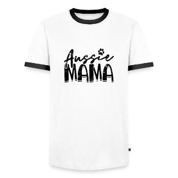 Aussie Mama - berger allemand - T-shirt contrasté Homme - blanc/noir - Devant - AI Model Female 172 light (172cm) & AI Model Male 178 dark (178cm)