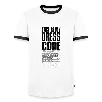 Das ist mein Dresscode - Technologie - Männer Kontrast-T-Shirt - Weiß/Schwarz - Vorne - AI Model Female 172 light (172cm) & AI Model Male 178 dark (178cm)