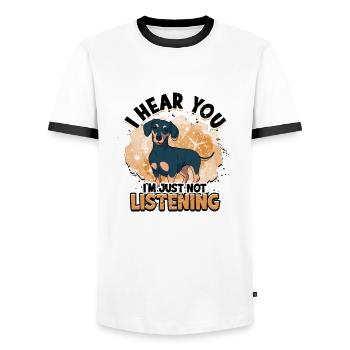Ich höre dich Ich höre einfach nicht zu - weenie Hund - Männer Kontrast-T-Shirt - Weiß/Schwarz - Vorne - AI Model Female 172 light (172cm) & AI Model Male 178 dark (178cm)