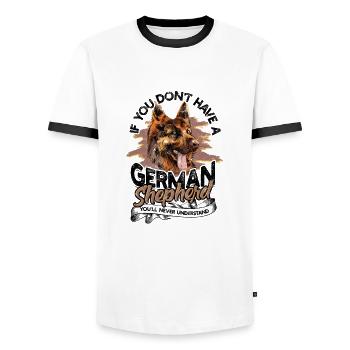 Si vous n’avez pas de berger allemand, vous n’aurez jamais - T-shirt contrasté Homme - blanc/noir - Devant - AI Model Female 172 light (172cm) & AI Model Male 178 dark (178cm)