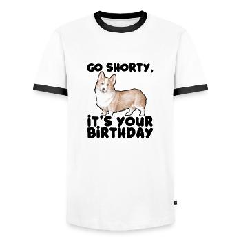 Go shorty It's your birthday - cool pembroke - Men's Ringer Shirt - white/black - Front - AI Model Female 172 light (172cm) & AI Model Male 178 dark (178cm)