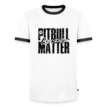Pitbull Lives Matter - animal de compagnie - T-shirt contrasté Homme - blanc/noir - Devant - AI Model Female 172 light (172cm) & AI Model Male 178 dark (178cm)