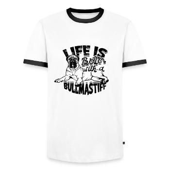 Life is better with a bullmastiff - dog saying - Men's Ringer Shirt - white/black - Front - AI Model Female 172 light (172cm) & AI Model Male 178 dark (178cm)