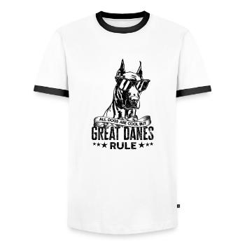 Alle Hunde sind cool, aber die Doggen regieren - Hunde - Männer Kontrast-T-Shirt - Weiß/Schwarz - Vorne - AI Model Female 172 light (172cm) & AI Model Male 178 dark (178cm)
