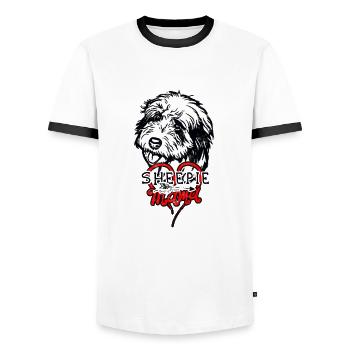Sheepie Mama - propriétaire de chien - T-shirt contrasté Homme - blanc/noir - Devant - AI Model Female 172 light (172cm) & AI Model Male 178 dark (178cm)