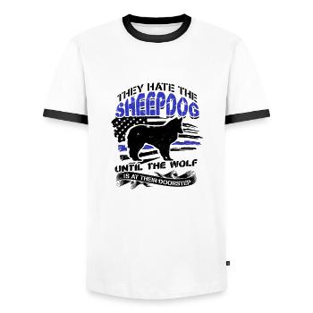 Ils détestent le chien de berger jusqu’à ce que le loup soit à leur - T-shirt contrasté Homme - blanc/noir - Devant - AI Model Female 172 light (172cm) & AI Model Male 178 dark (178cm)