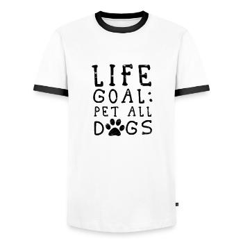 Lebensziel Haustier alle Hunde - Hundeliebhaber - Männer Kontrast-T-Shirt - Weiß/Schwarz - Vorne - AI Model Female 172 light (172cm) & AI Model Male 178 dark (178cm)