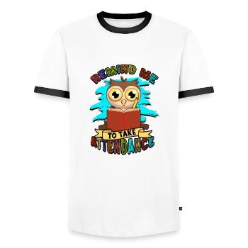 Remind Me To Take Attendance - education - Men's Ringer Shirt - white/black - Front - AI Model Female 172 light (172cm) & AI Model Male 178 dark (178cm)
