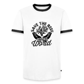 Rette die Riffe, rette die Welt - Reef - Männer Kontrast-T-Shirt - Weiß/Schwarz - Vorne - AI Model Female 172 light (172cm) & AI Model Male 178 dark (178cm)