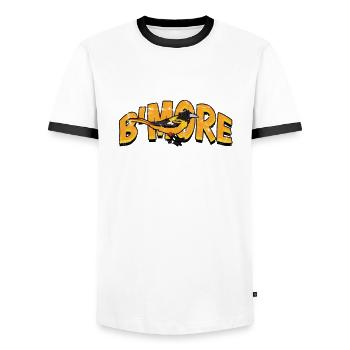 B'MORE - Baltimore Kultur - Männer Kontrast-T-Shirt - Weiß/Schwarz - Vorne - AI Model Female 172 light (172cm) & AI Model Male 178 dark (178cm)