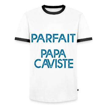 je suis un papa caviste cadeau vigneron humour vin - T-shirt contrasté Homme - blanc/noir - Devant - AI Model Female 172 light (172cm) & AI Model Male 178 dark (178cm)