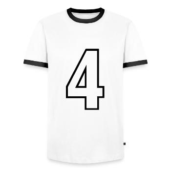 4 ans maillot numéro 4 t-shirt maillot de sport 4 - T-shirt contrasté Homme - blanc/noir - Devant - AI Model Female 172 light (172cm) & AI Model Male 178 dark (178cm)