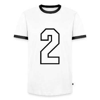 2 years jersey number 2 t-shirt sports jersey 2 - Men's Ringer Shirt - white/black - Front - AI Model Female 172 light (172cm) & AI Model Male 178 dark (178cm)