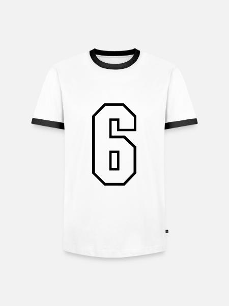 6 års trøje nummer 6 t-shirt sportstrøje 6 - Herre kontrast-T-shirt - hvid/sort