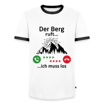 Der Berg ruft ich muss los - Männer Kontrast-T-Shirt - Weiß/Schwarz - Vorne - AI Model Female 172 light (172cm) & AI Model Male 178 dark (178cm)