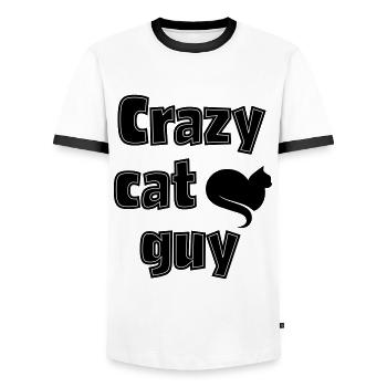 chat fou - T-shirt contrasté Homme - blanc/noir - Devant - AI Model Female 172 light (172cm) & AI Model Male 178 dark (178cm)